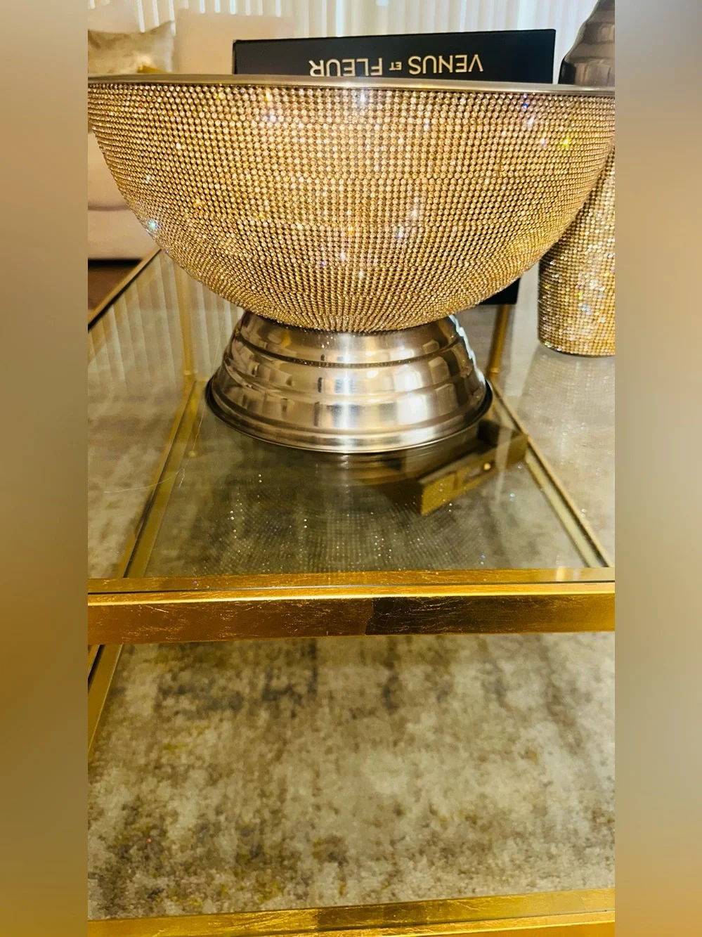 Cocktail party Set! Gold Rhinestone Champagne bucket, 4 Martini Glass & Shaker
